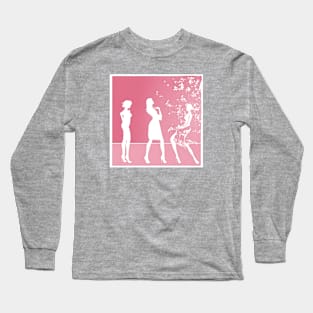 Woman With Flowers - Pink Long Sleeve T-Shirt